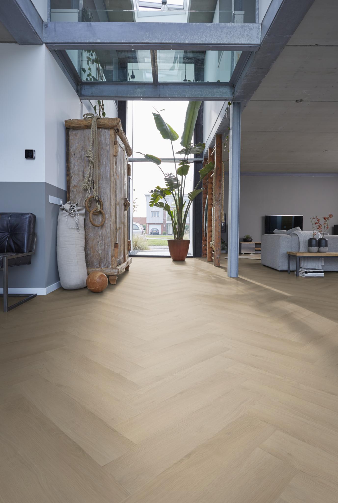 Floorlife Yup Merton Herringbone Beige Dryback PVC