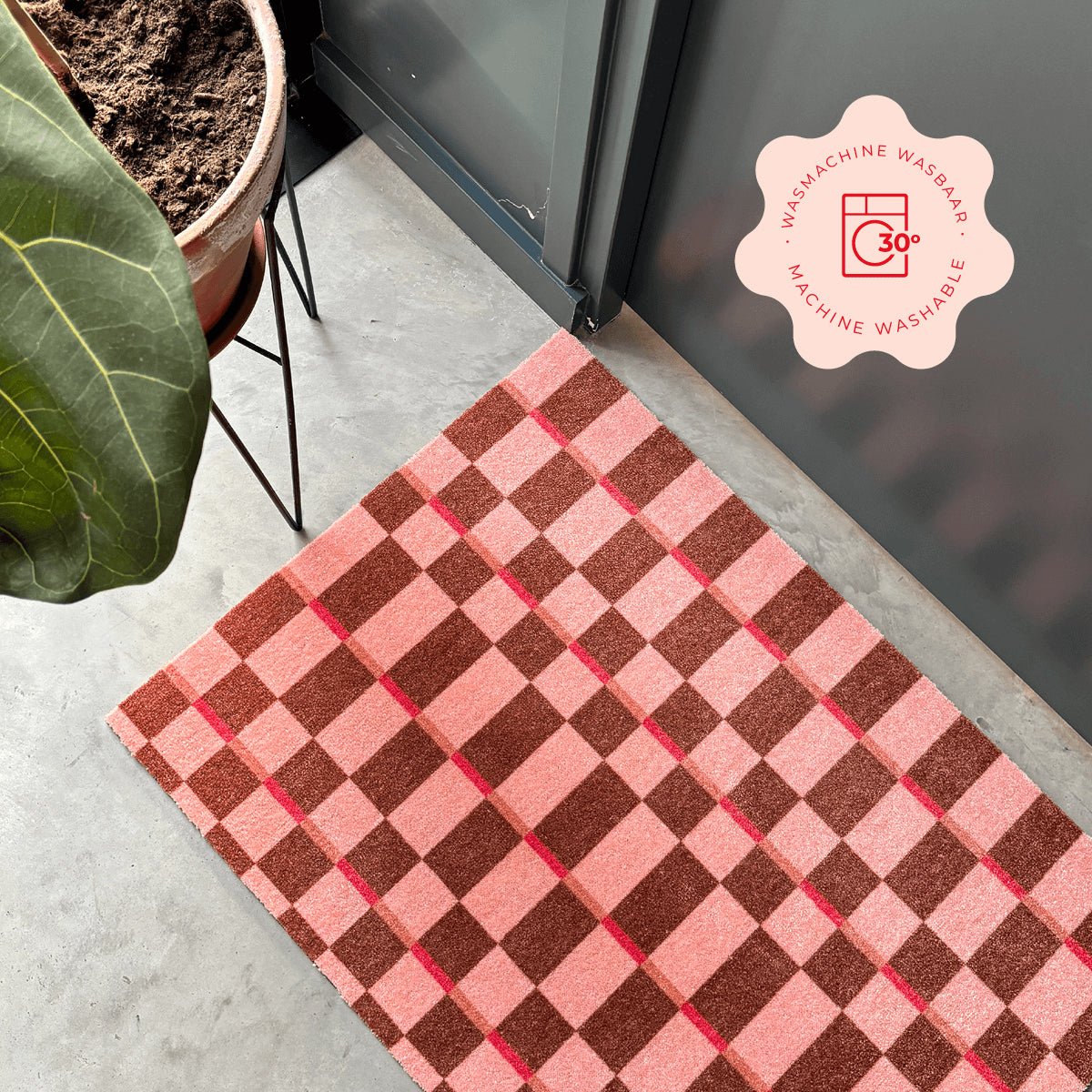 FabFoyer Checker Soft Pink | ca. 60x85 cm - Solza.nl