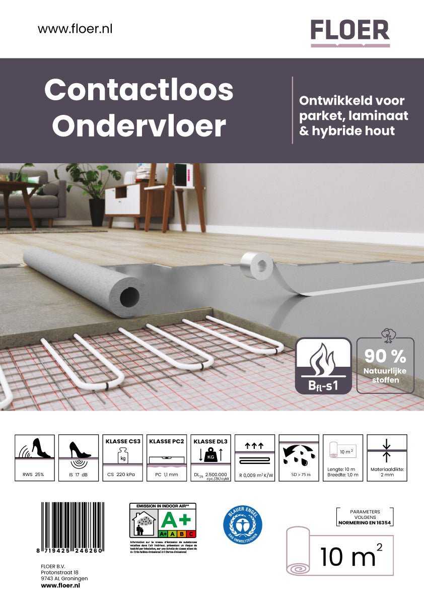 Floer Contactloos Ondervloer PU Rubber Contactgeluid Reducerend (10m2) - Solza.nl