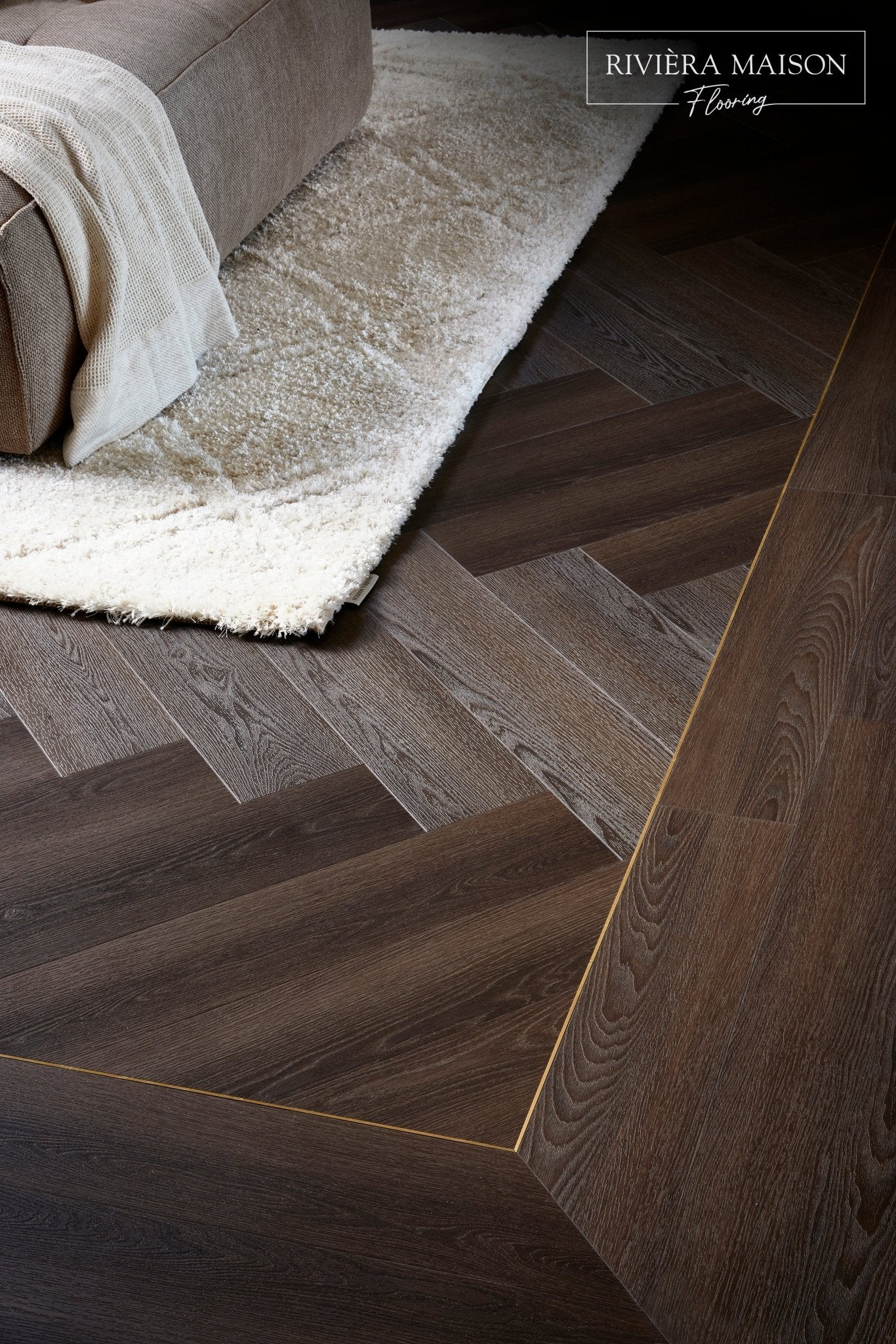 Rivièra Maison The Long Island Collection Montauk Dark Visgraat/Herringbone 345-255833 - Solza.nl