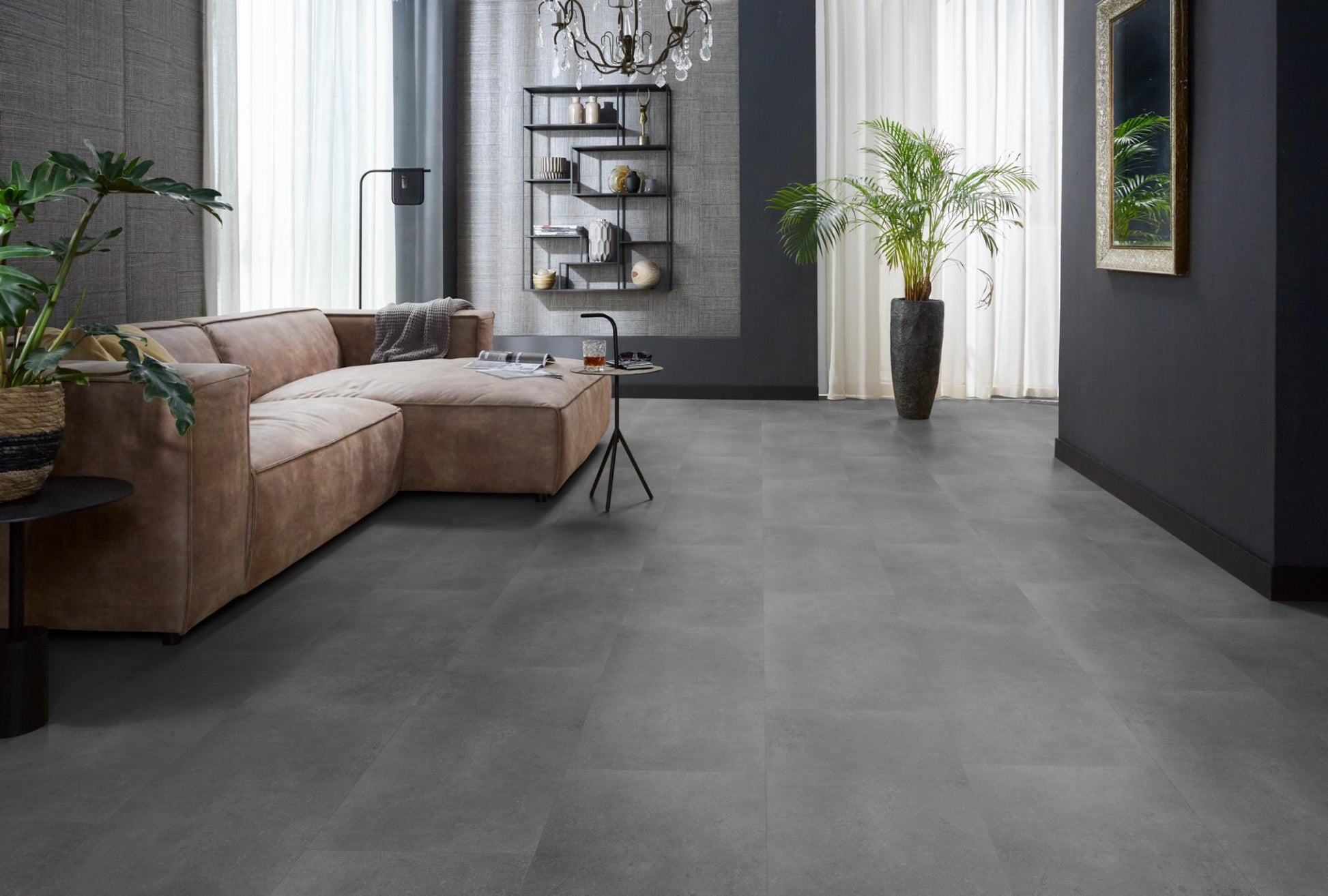Floorlife Click PVC Tegel Southwark Dark Grey 4311 - Donkergrijs 91.4x45.7 cm - Solza.nl