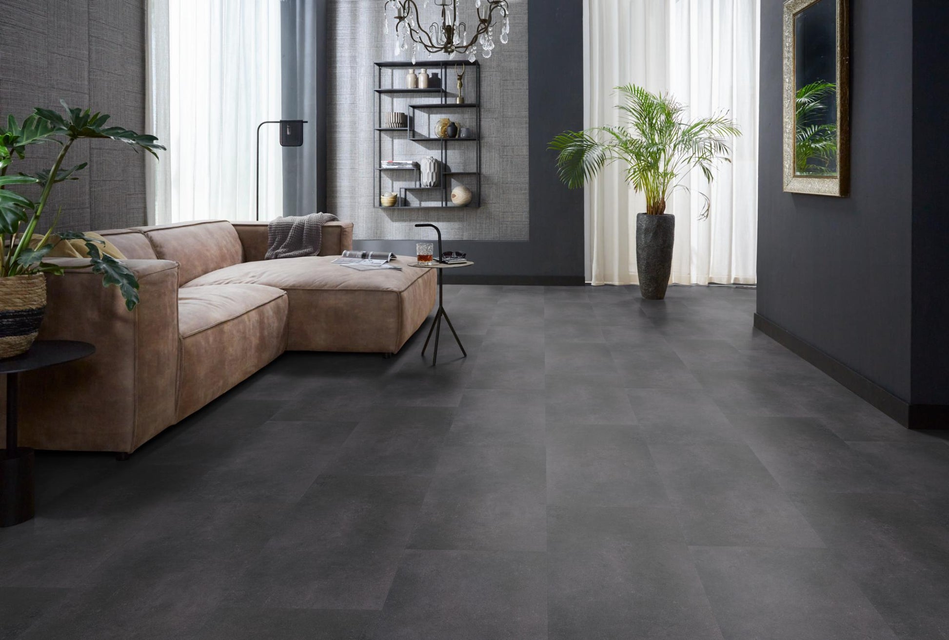 Floorlife Southwark Anthracite 4110 Tegel Dryback PVC - 91.4 x 45.7 cm - Solza.nl