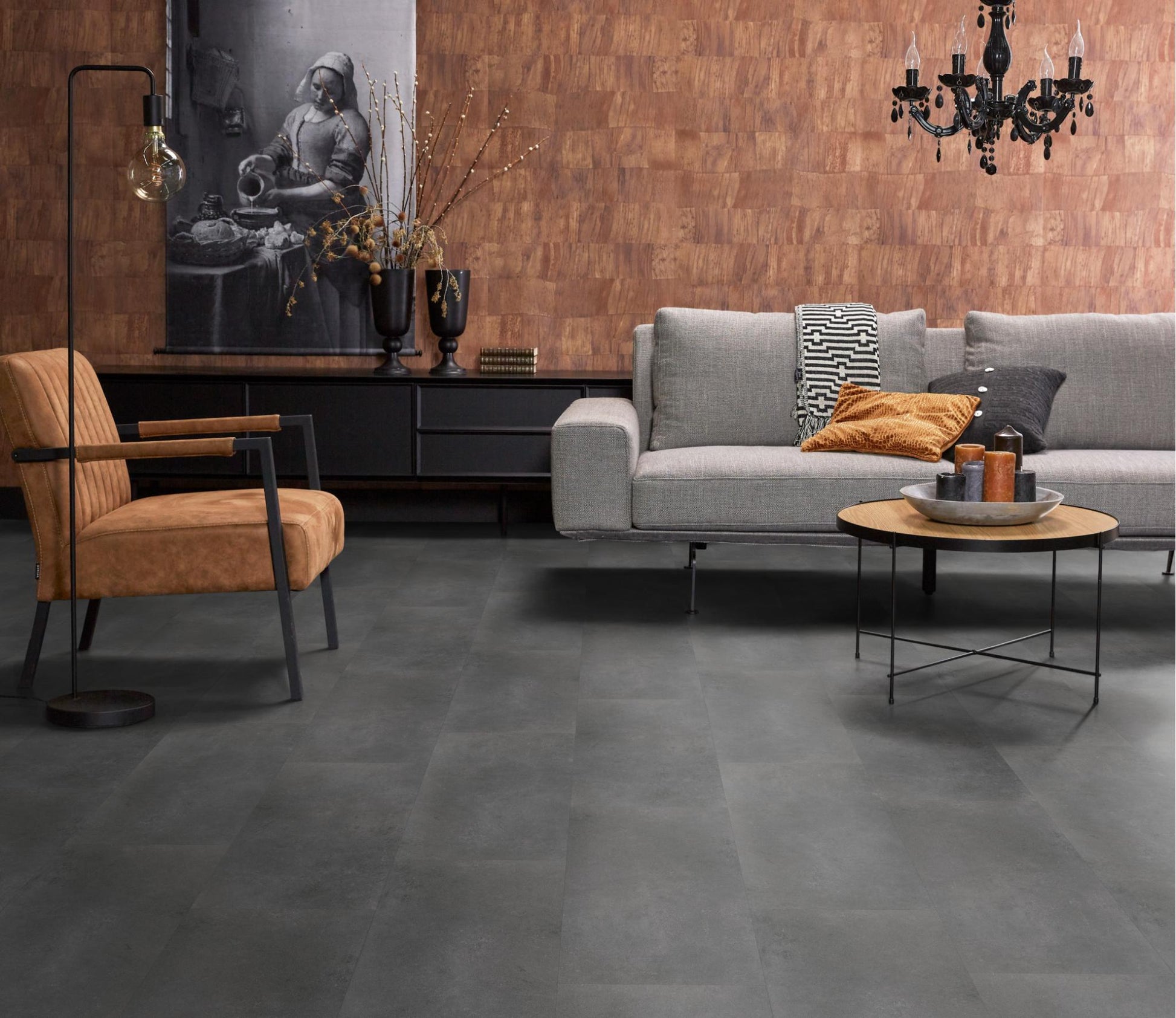 Floorlife Southwark Dark Grey 4111 Tegel Dryback PVC - 91.4 x 45.7 cm - Solza.nl