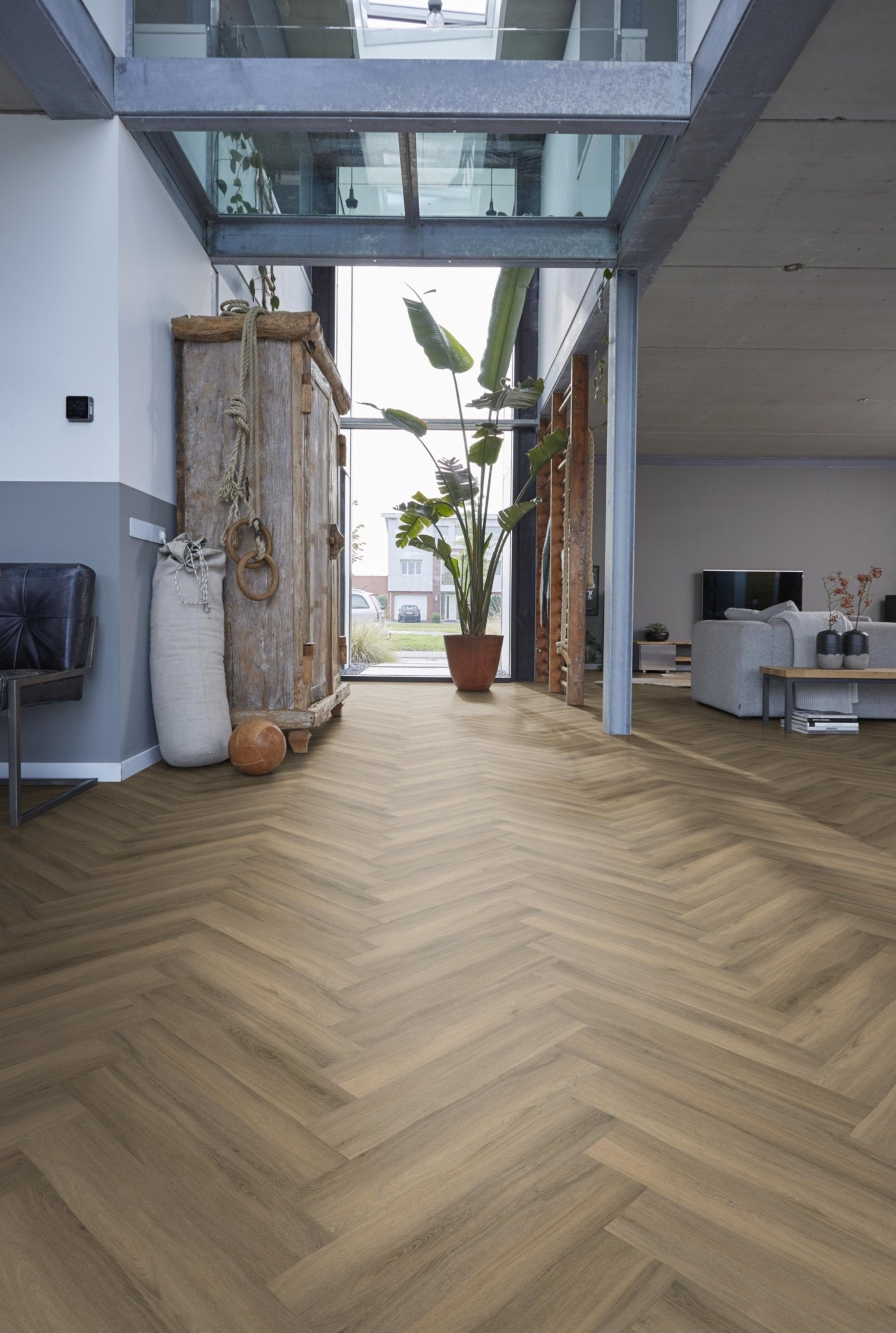 Floorlife Visgraat Click PVC YUP Herringbone Paddington Light Brown 3502 SRC - Solza.nl