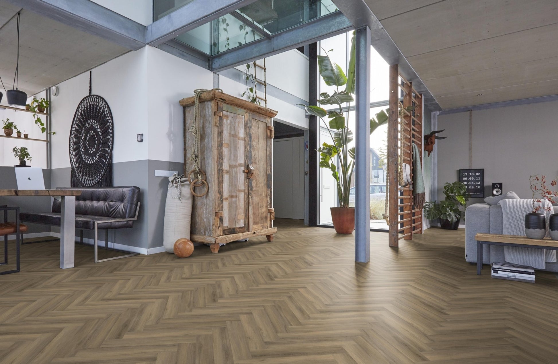 Floorlife Visgraat Click PVC YUP Herringbone Paddington Light Brown 3502 SRC - Solza.nl