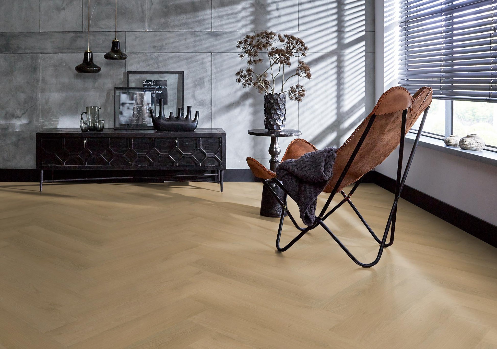 Floorlife Visgraat Click PVC YUP Merton Herringbone Light Oak 7613 - Solza.nl