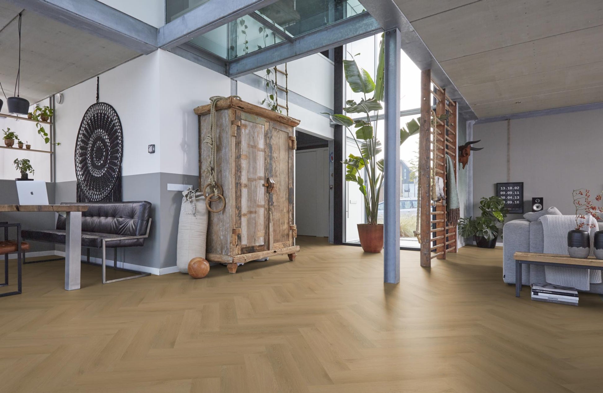 Floorlife Visgraat Click PVC YUP Merton Herringbone Light Oak 7613 - Solza.nl