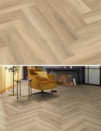 Floorlife Yup Herringbone Paddington Beige Dryback PVC - Visgraat 59.5 x 11.9 cm - Solza.nl