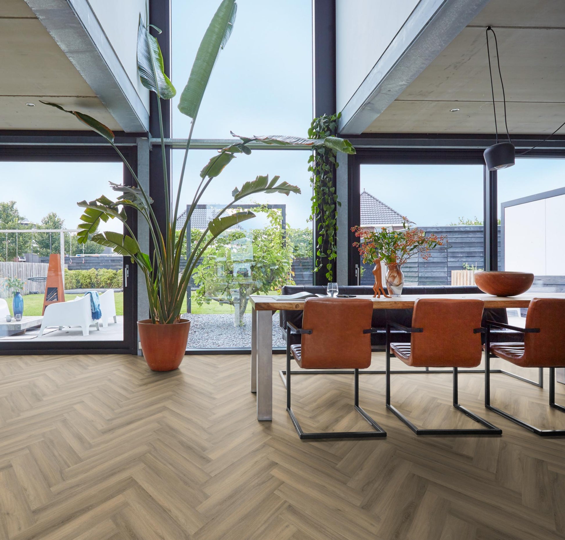 Floorlife Yup Herringbone Paddington Light Brown Dryback PVC - Solza.nl