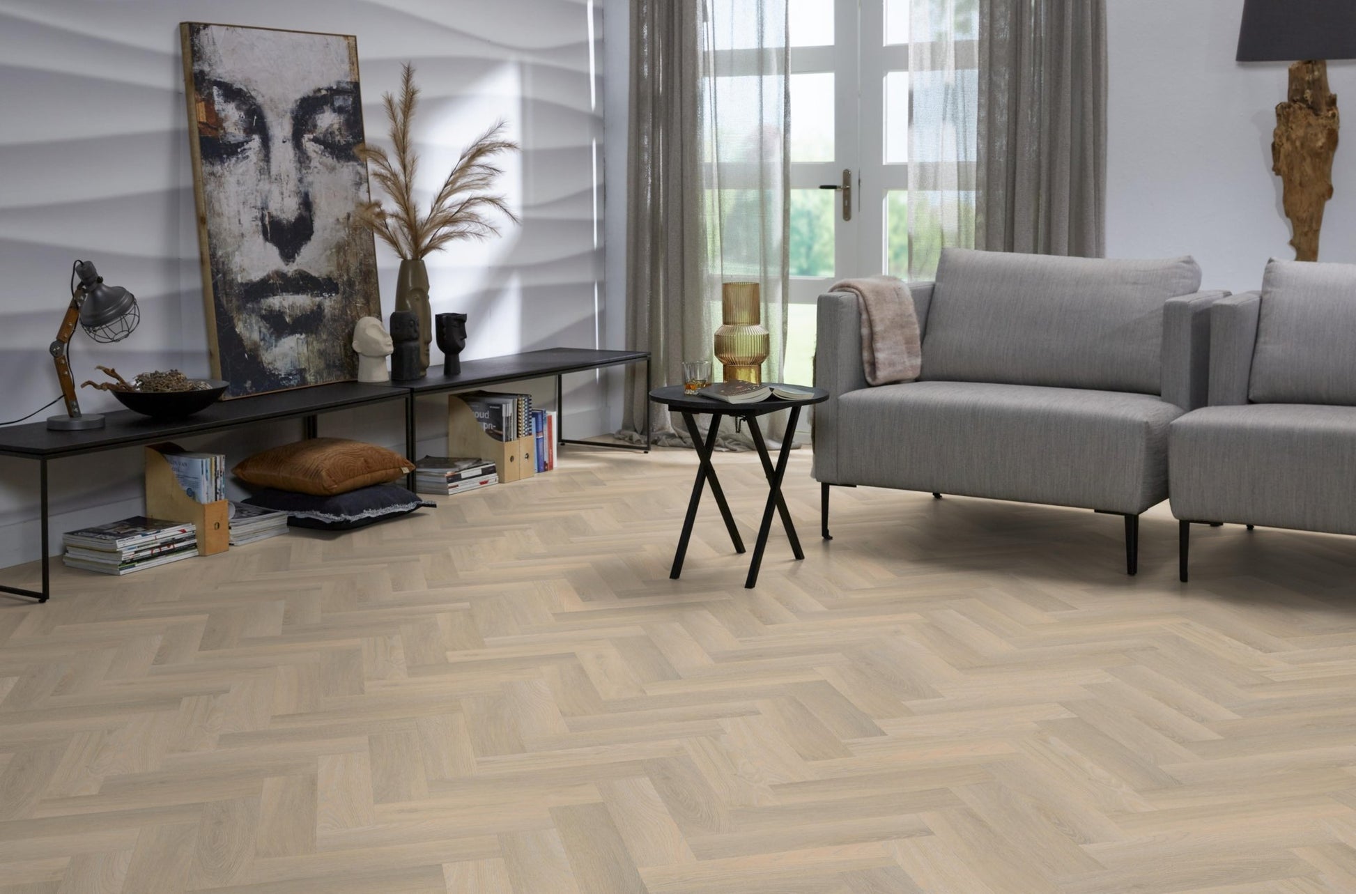 Floorlife Yup Herringbone Small Paddington Beige Dryback PVC - Solza.nl