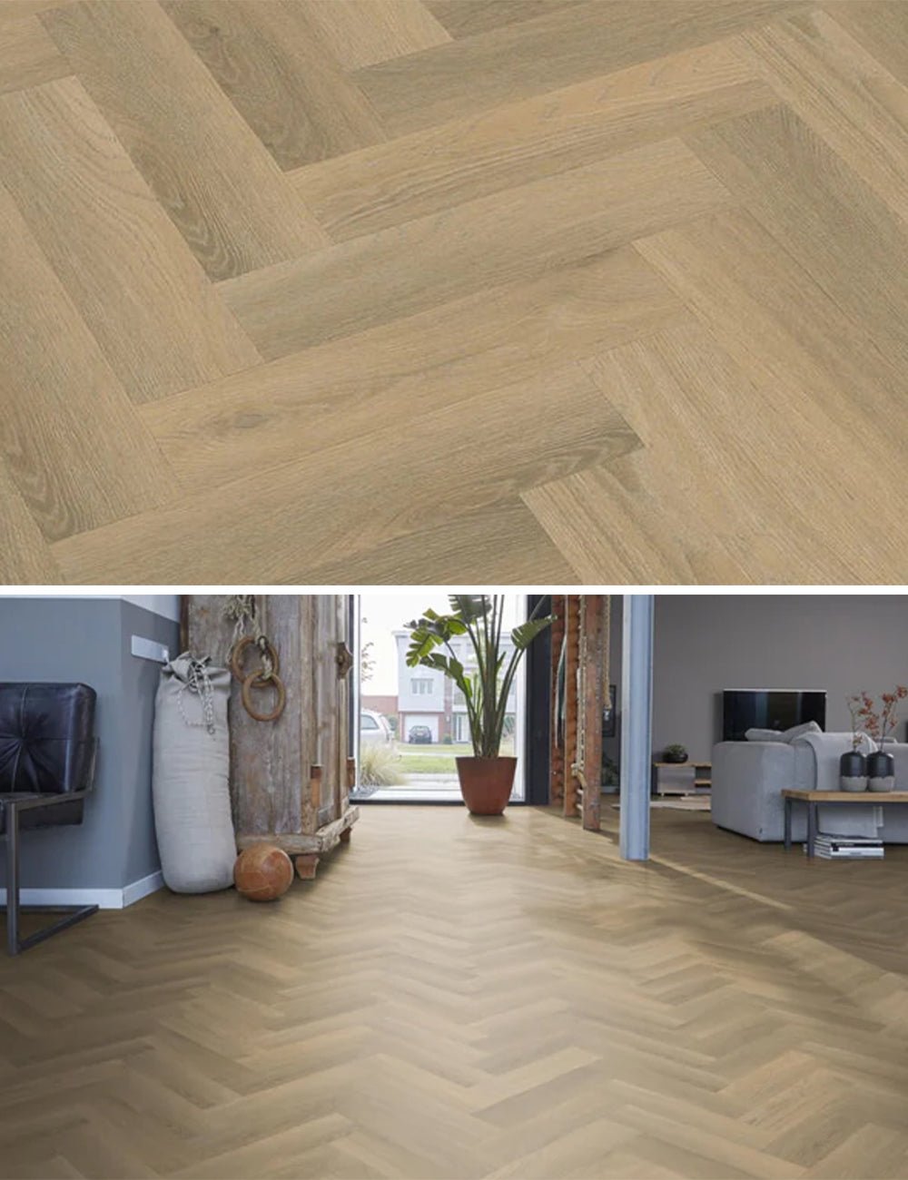 Floorlife Yup Herringbone Small Paddington Natural Dryback PVC - Solza.nl