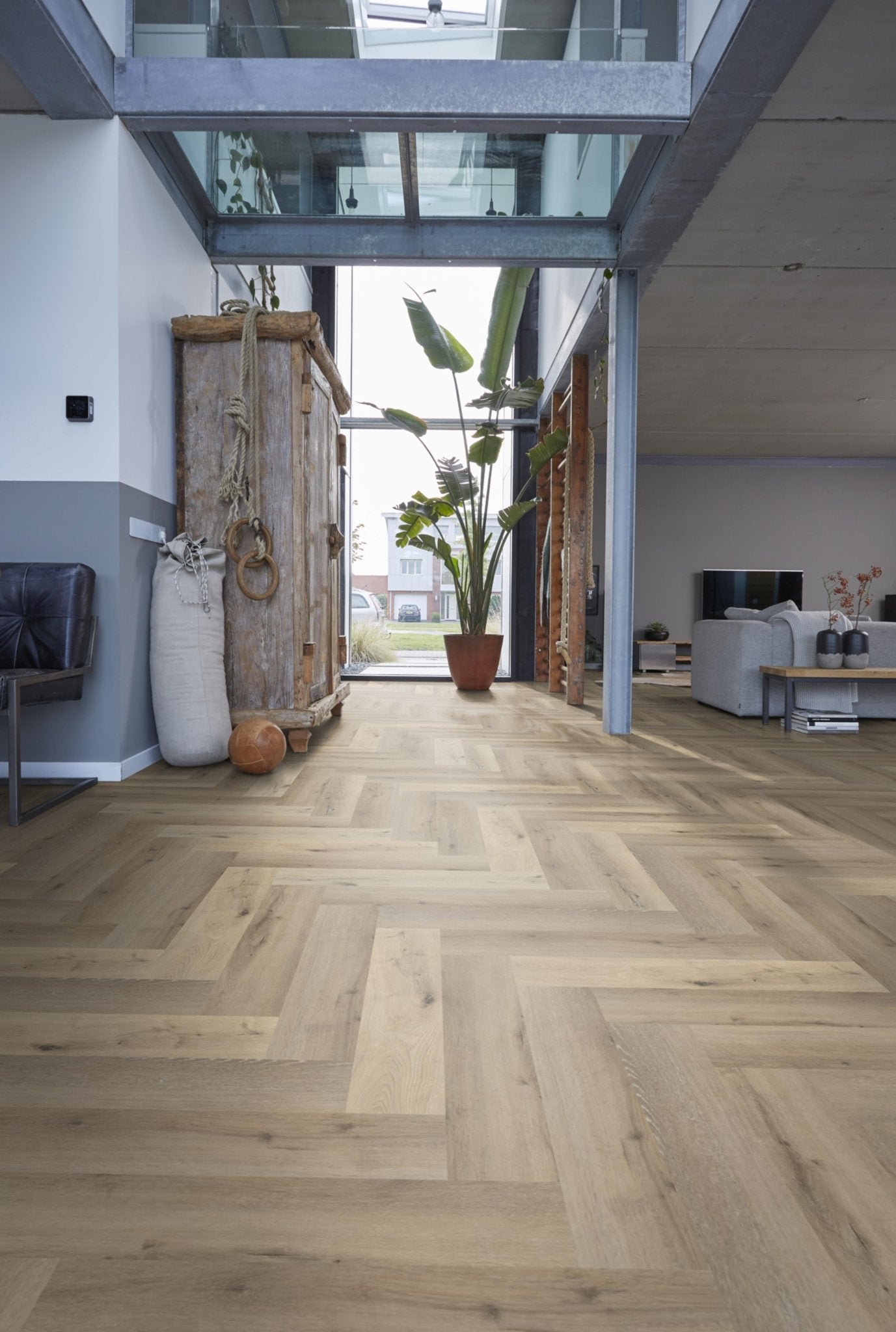 Floorlife Yup Herringbone Sydney Harbour Light Oak Dryback PVC - Visgraat licht rustiek - Solza.nl