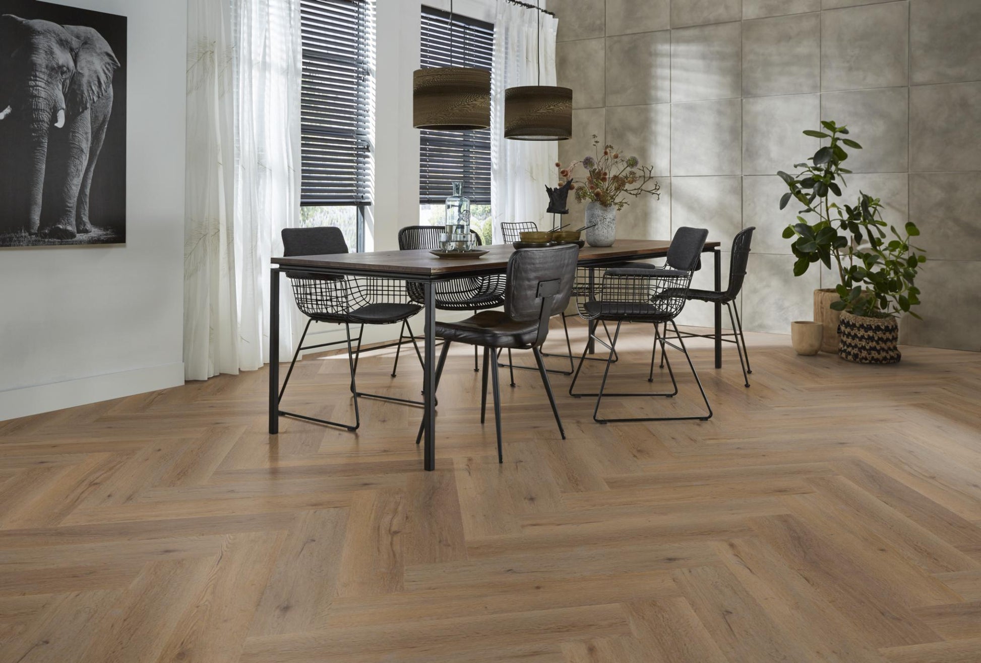 Floorlife Yup Leyton Herringbone Smoky Dryback PVC - Solza.nl