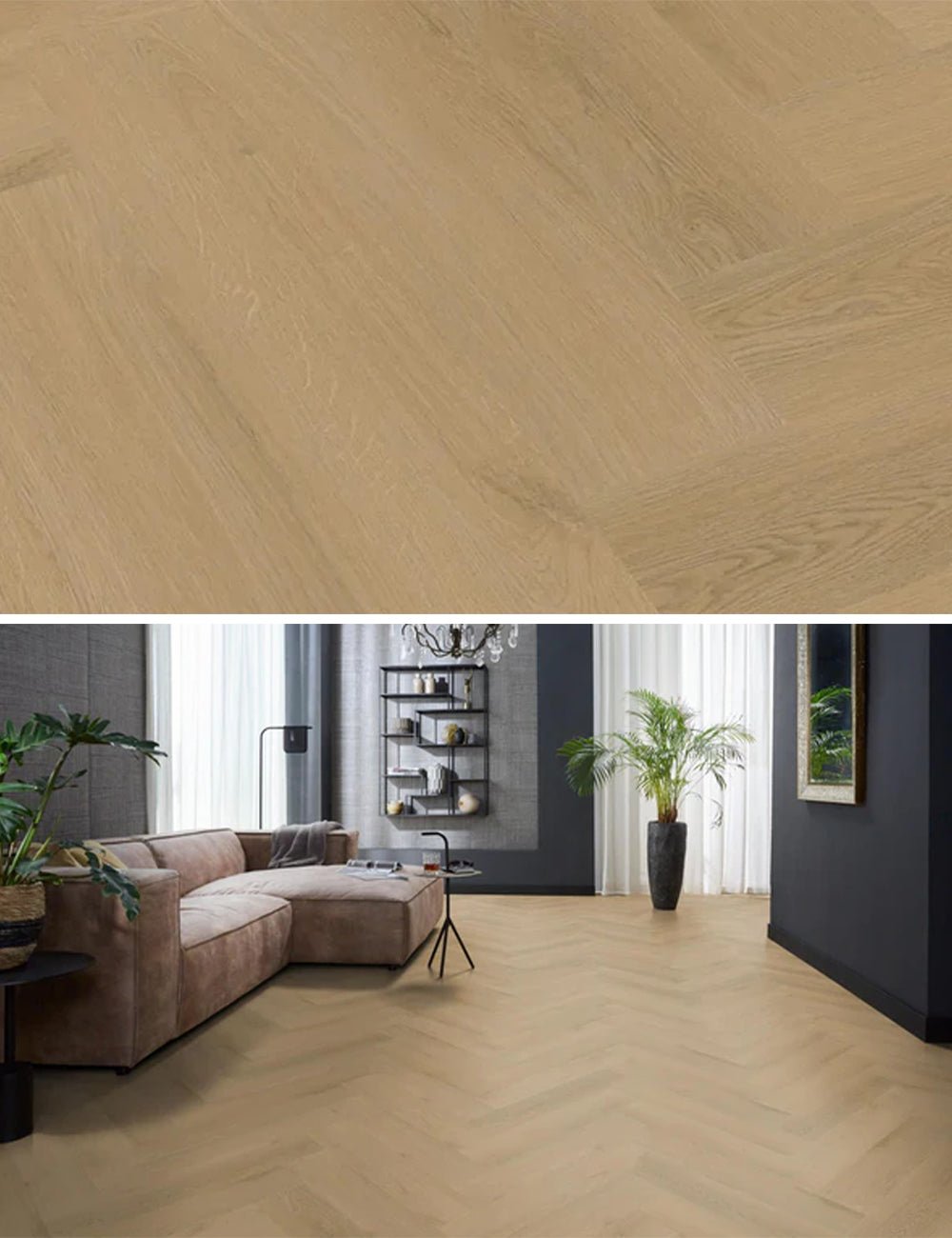 Floorlife Yup Merton Herringbone Light Oak Dryback PVC - Warme kleur - Solza.nl