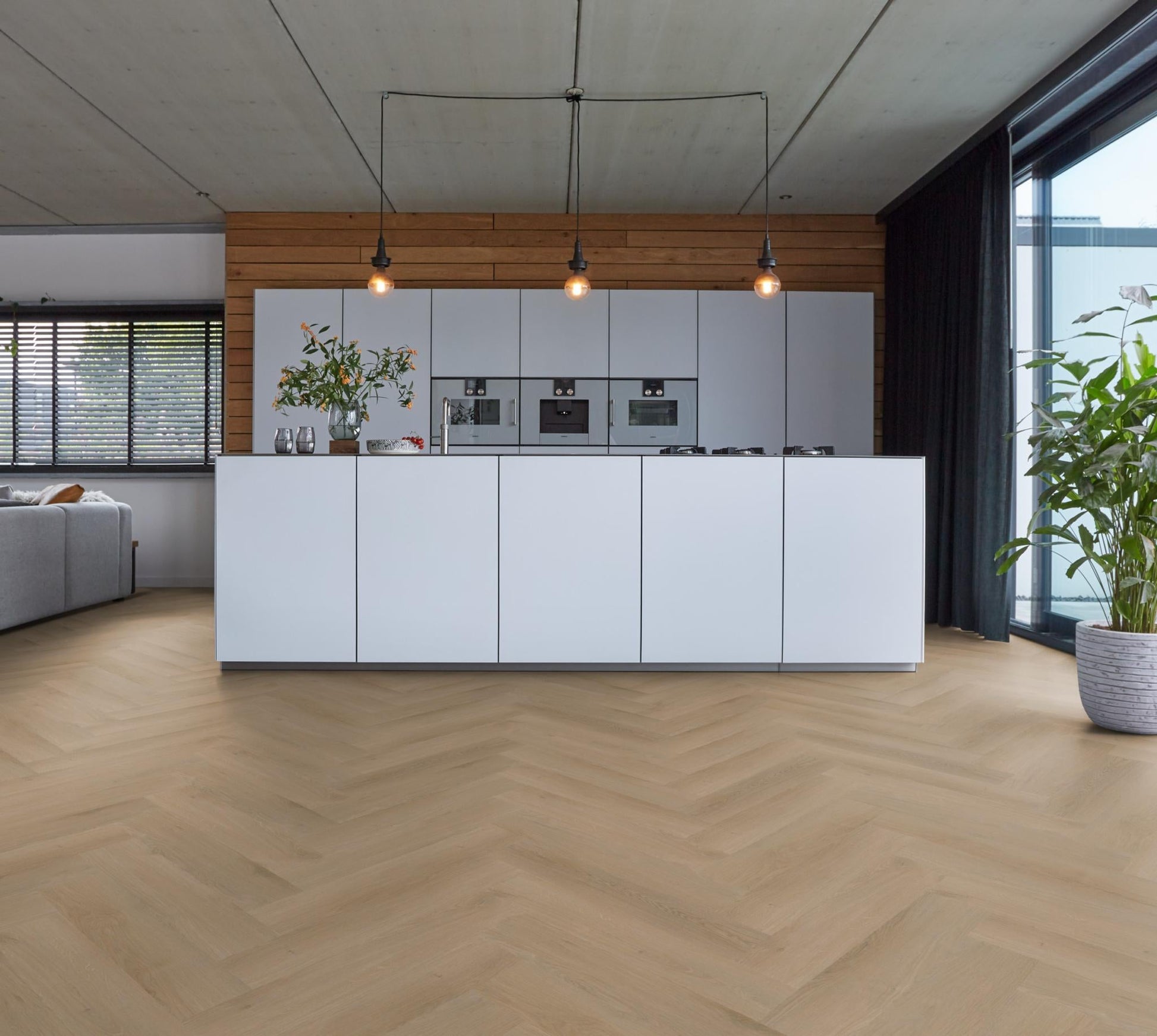 Floorlife Yup Merton Herringbone Natural Oak Dryback PVC - Solza.nl